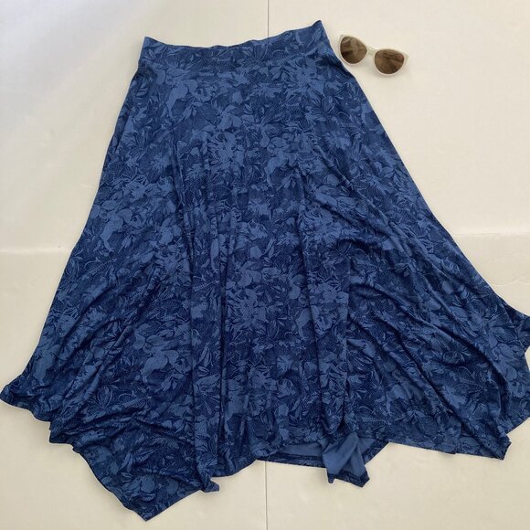 GAP Dresses & Skirts - GAP Blue Floral Jersey Tiered Handkerchief Hem Maxi Skirt Small Tall